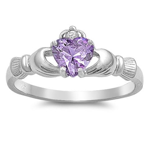 Lavender Amethyst Heart Claddagh - Jayde and Jewels