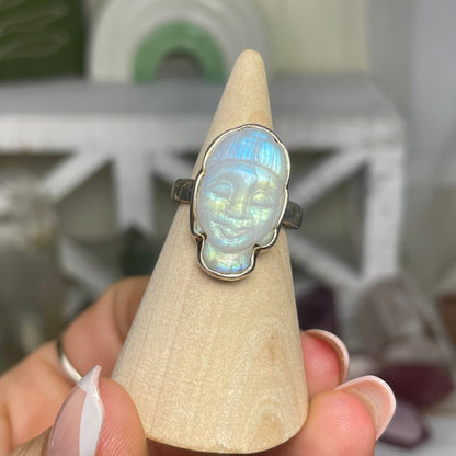 Moonstone Buddha Ring size 6 - Jayde and Jewels