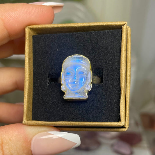 Moonstone Buddha Ring size 7 - Jayde and Jewels