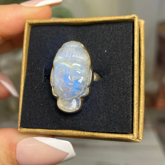 Moonstone Buddha Ring size 9 - Jayde and Jewels