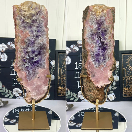 Pink Amethyst Slab on Stand - Jayde and Jewels