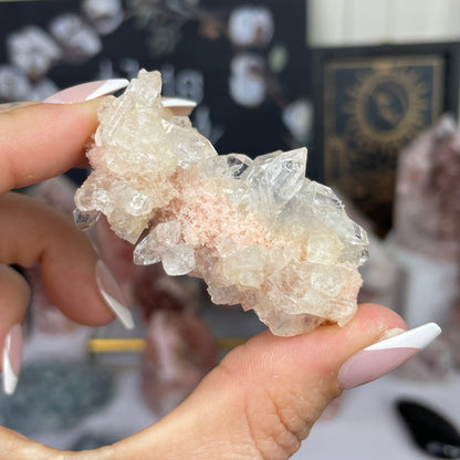 Pink Chalcedony Stalactite w/ Diamond Apophyllite - Jayde and Jewels