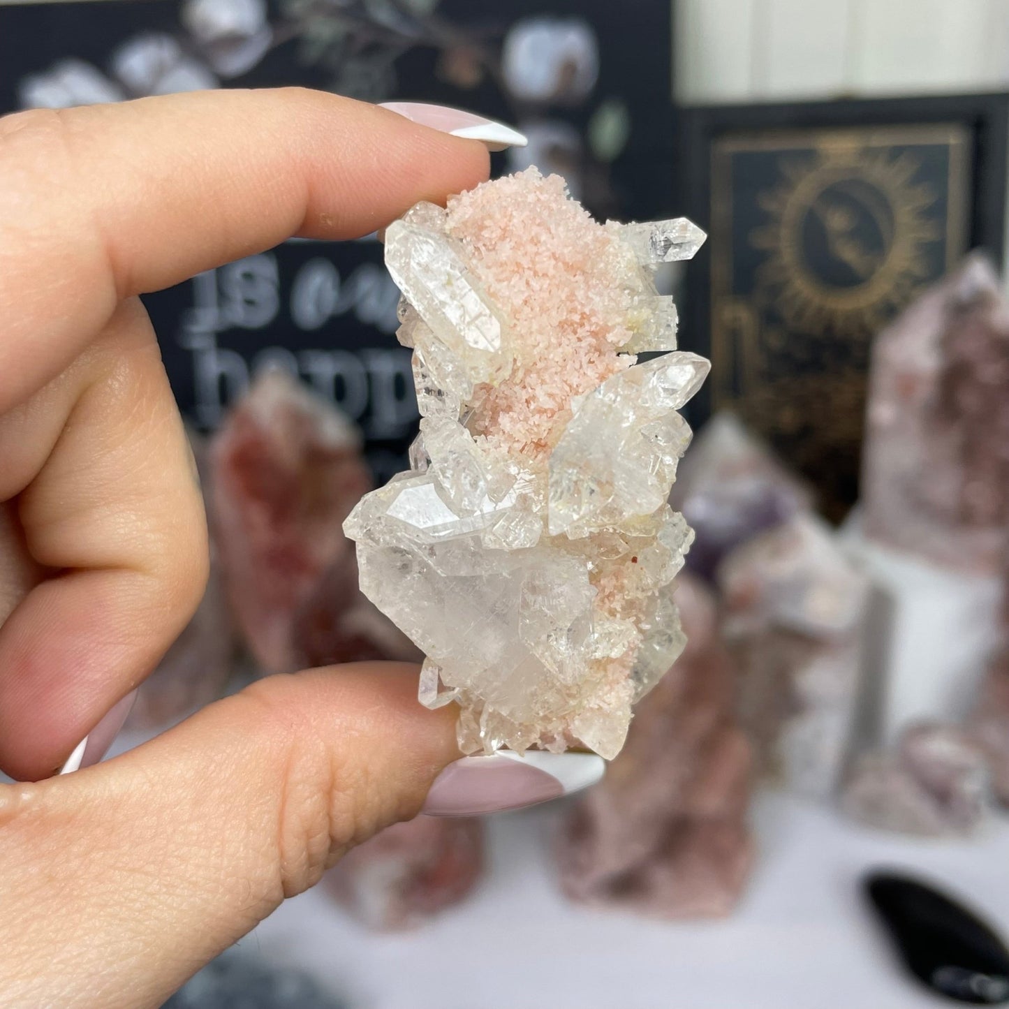 Pink Chalcedony Stalactite w/ Diamond Apophyllite - Jayde and Jewels