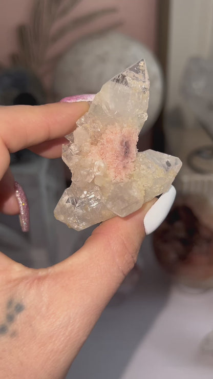 Pink Chalcedony Stalactite w/ Diamond Apophyllite