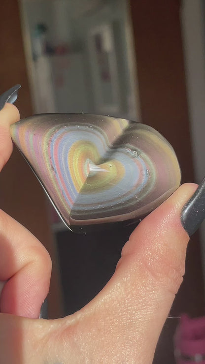 High Quality Rainbow Obsidian Heart