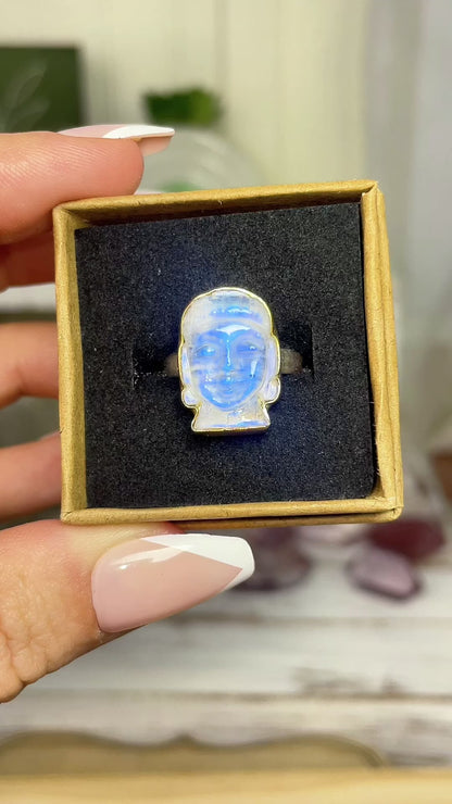 Moonstone Buddha Ring size 7