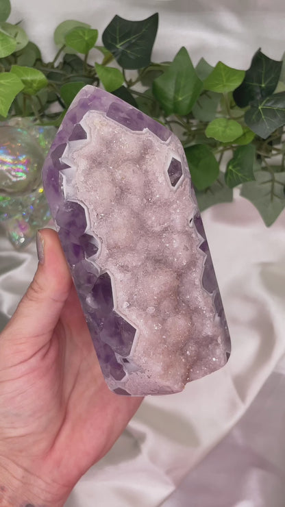 Pale Pink Druzy Amethyst Tower