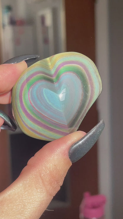 High Quality Rainbow Obsidian Heart