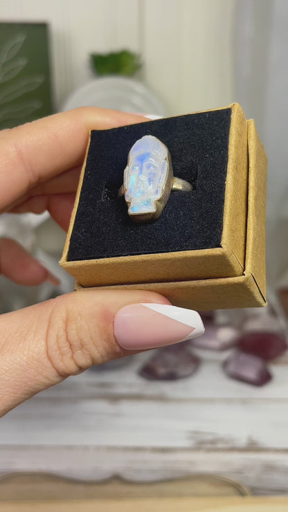 Moonstone Buddha Ring size 8