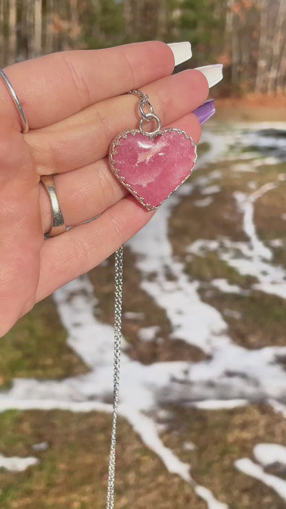 Handmade Rhodochrosite Heart Necklace s925