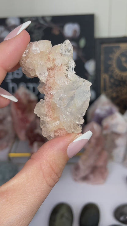 Pink Chalcedony Stalactite w/ Diamond Apophyllite