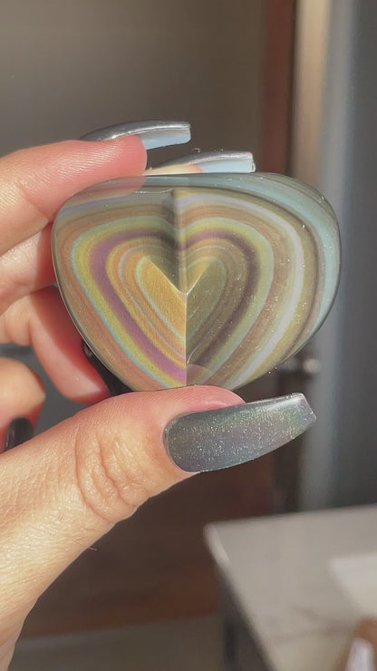 High Quality Rainbow Obsidian Heart