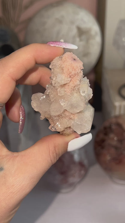 Pink Chalcedony Stalactite w/ Diamond Apophyllite