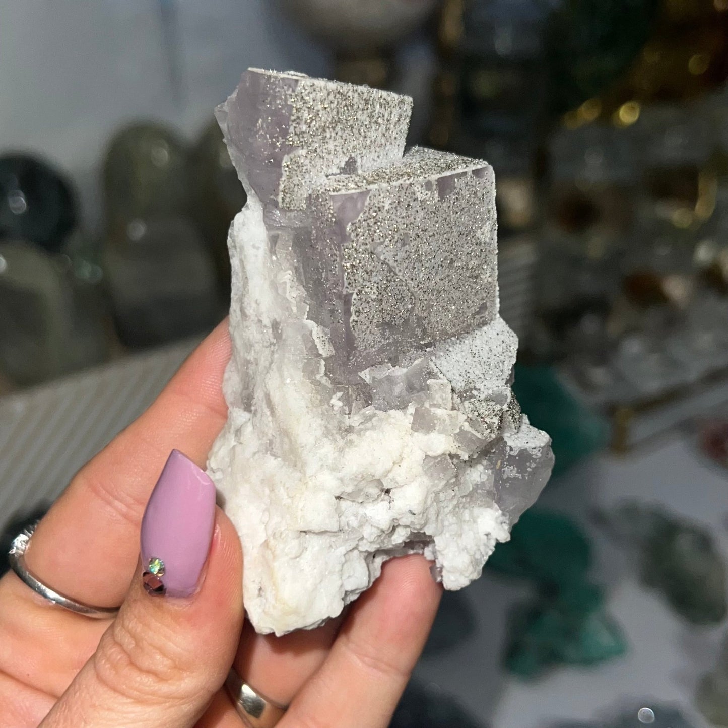 Pyrite Coated Fluorite - Jayde and Jewels