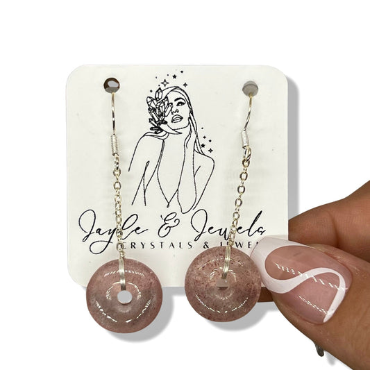 Strawberry Quartz Donut Earrings - Jayde and Jewels